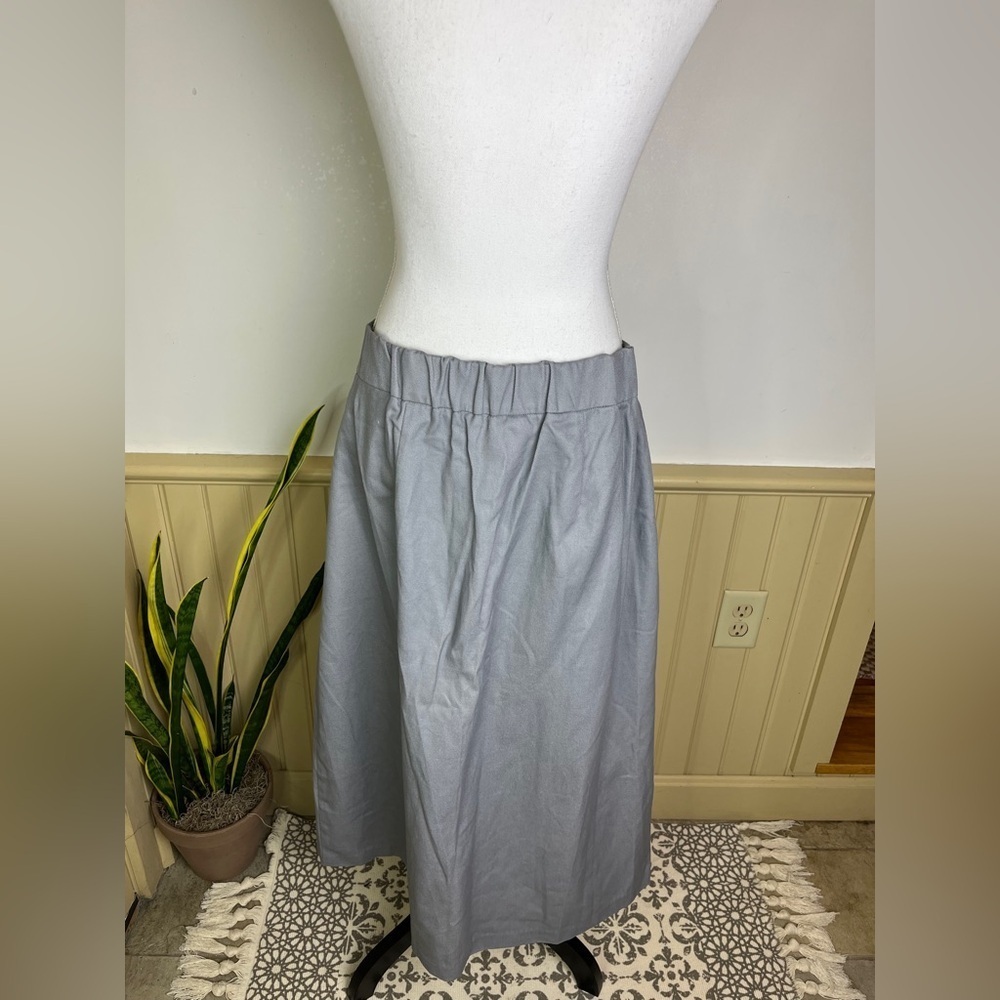 NWT Mare Mare Anthropologie Skirt Plus 1X Gray Cotton Button Front Utility Midi - Picture 9 of 12